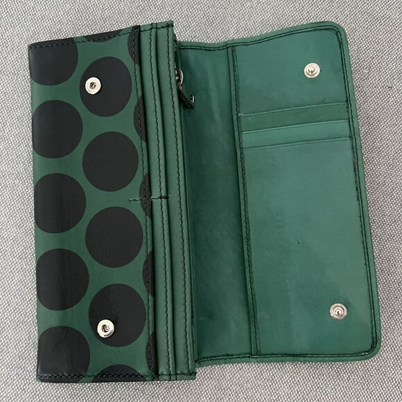 MARC JACOBS Green/Black Polka Dot Wallet Lambskin RARE Runway 2011 - Picture 2 of 7